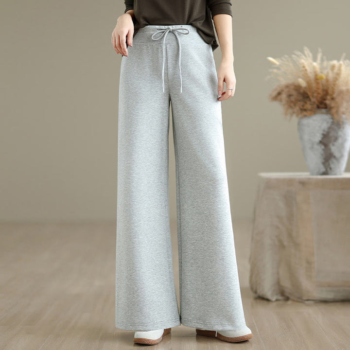 Buddha Stones無地ドローストリングコットンポリエステルレディースワイドレッグパンツ（ポケット付き） - image 14