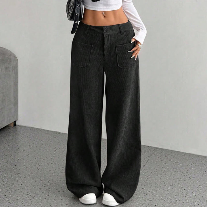 Buddha Stonesプレーンコーデュロイポリエステルレディースボタンワイドレッグパンツ（ポケット付き） - image 20