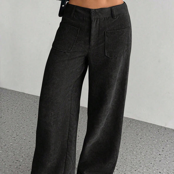 Buddha Stonesプレーンコーデュロイポリエステルレディースボタンワイドレッグパンツ（ポケット付き） - image 23