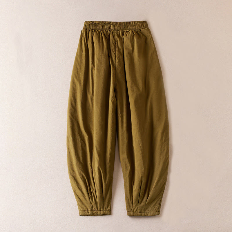 Buddha Stonesの無地レディースハーレムパンツ（厚手、ポケット付き） - image 2