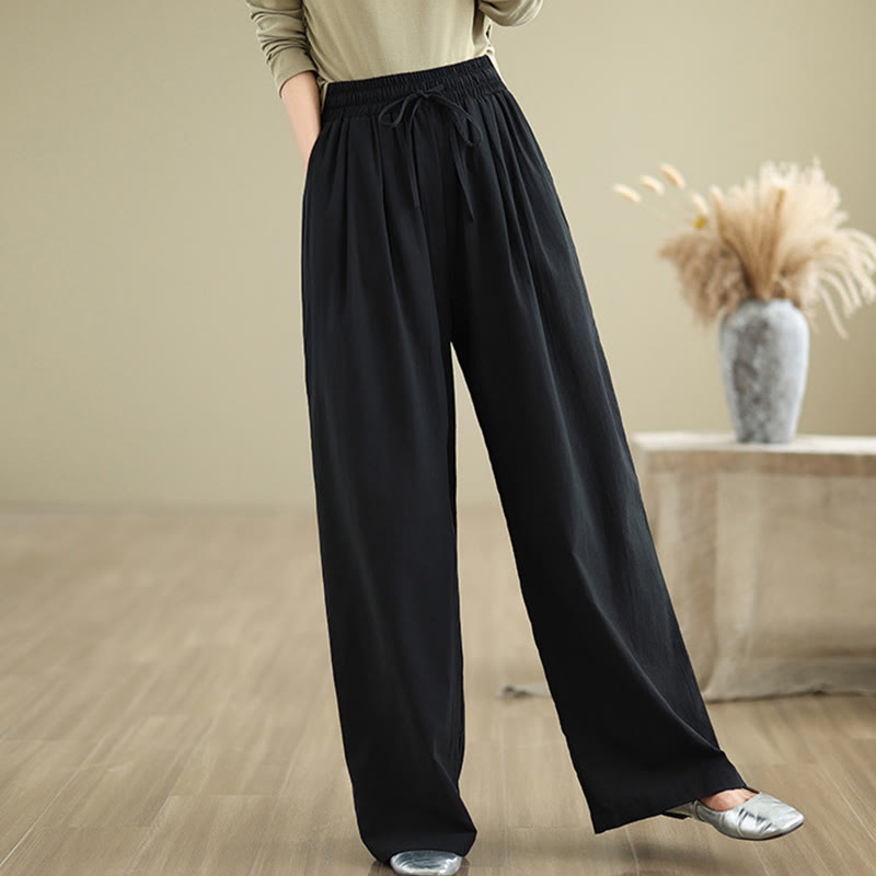 Buddha Stonesカジュアル ストレートレッグ レディース コットンパンツ ポケット付き - 黒 - US8-10，UK/AU12-14，EU40-42 (2XL) - image 9