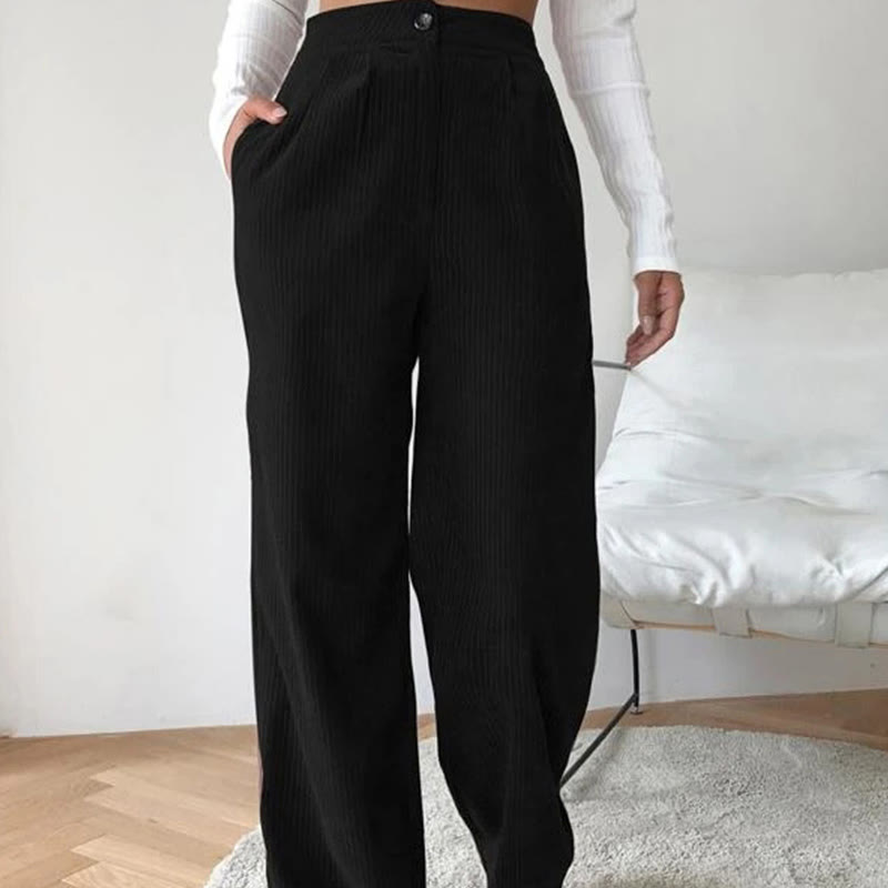 Buddha Stonesカジュアルコーデュロイストレートレッグレディースコットンパンツ（ポケット付き） - 黒 - US14、 UK/AU18、 EU46 (2XL) - image 3