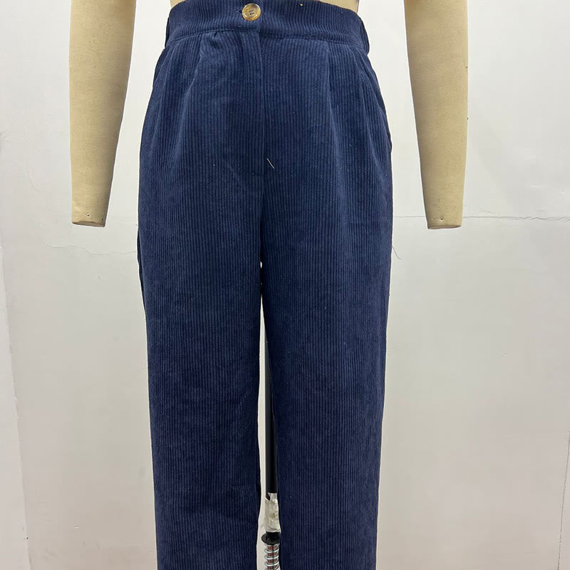 Buddha Stonesカジュアルコーデュロイストレートレッグレディースコットンパンツ（ポケット付き） - image 16