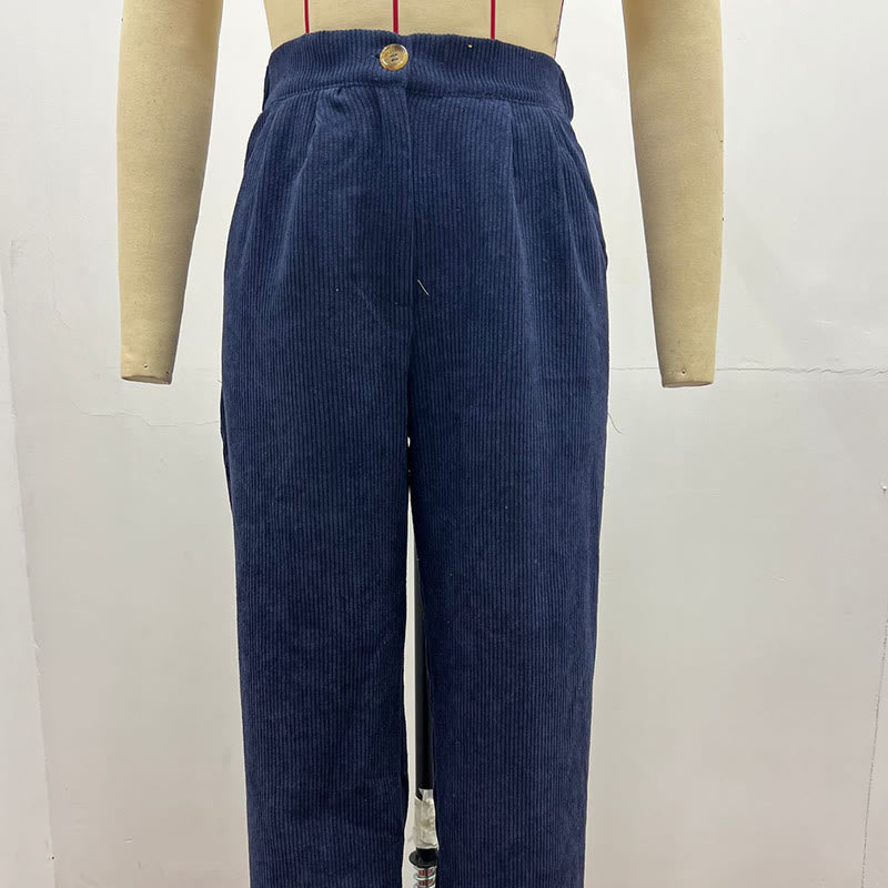 Buddha Stonesカジュアルコーデュロイストレートレッグレディースコットンパンツ（ポケット付き） - image 17