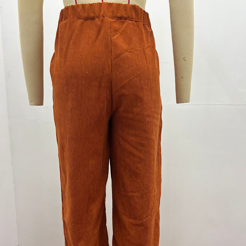 Buddha Stonesカジュアルコーデュロイストレートレッグレディースコットンパンツ（ポケット付き） - image 21