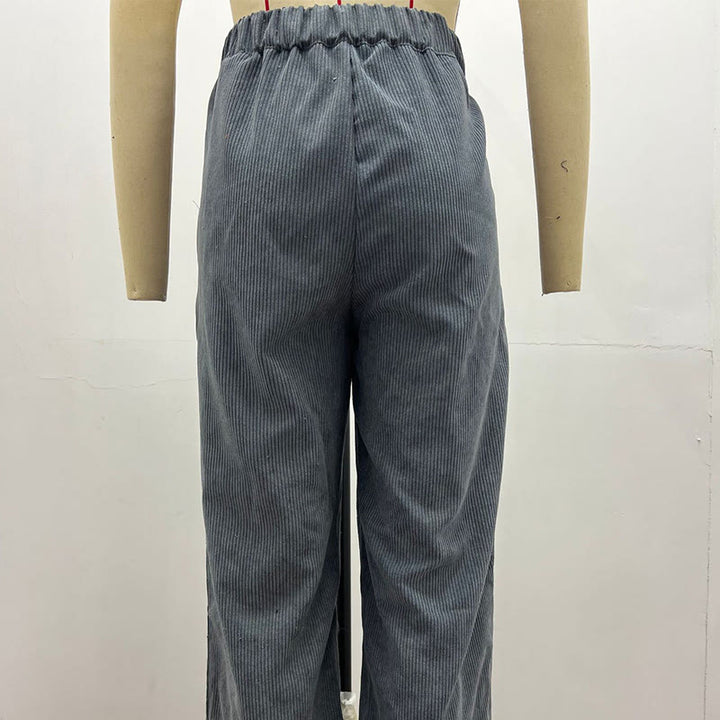 Buddha Stonesカジュアルコーデュロイストレートレッグレディースコットンパンツ（ポケット付き） - image 24