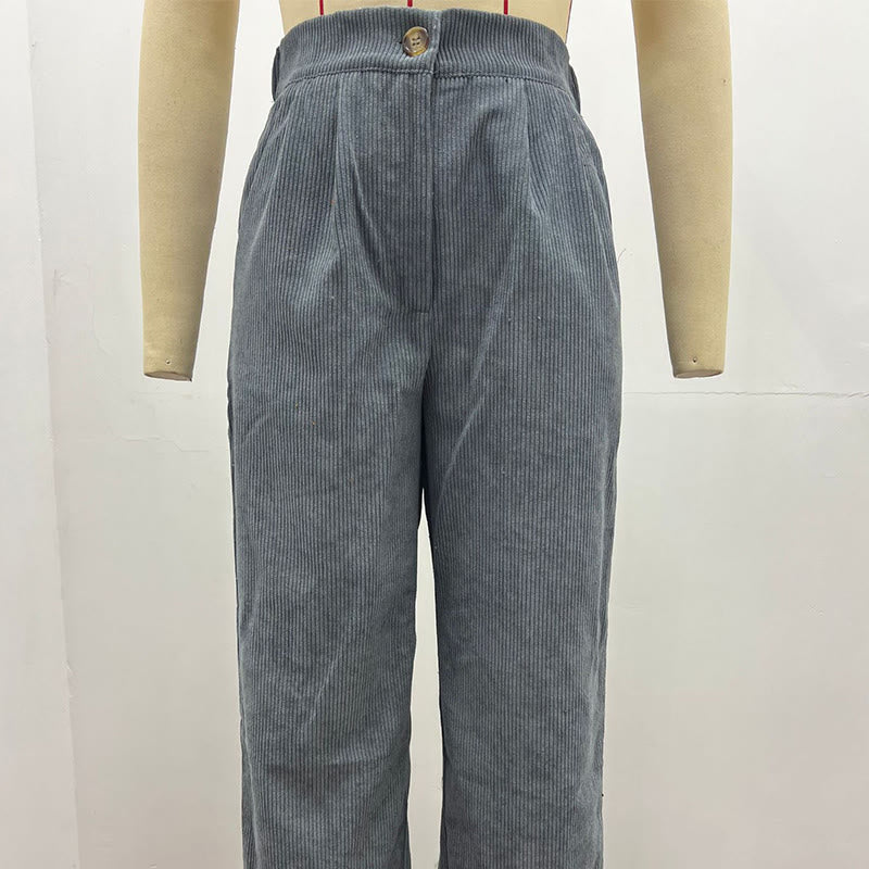 Buddha Stonesカジュアルコーデュロイストレートレッグレディースコットンパンツ（ポケット付き） - image 23