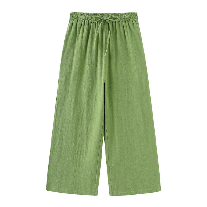 Buddha Stones 2点セット 長袖シャツ ポケット付きトップス ドローストリングパンツ 瞑想用コットンリネン服 レディース セット - image 3