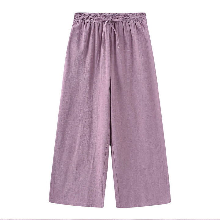 Buddha Stones 2点セット 長袖シャツ ポケット付きトップス ドローストリングパンツ 瞑想用コットンリネン服 レディース セット - image 57