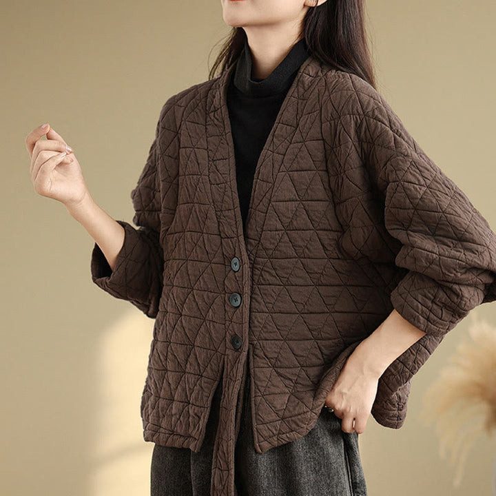 Buddha Stonesレディース ボタン付き 長袖 厚手 コットン ジャケット ポケット付き - image 2