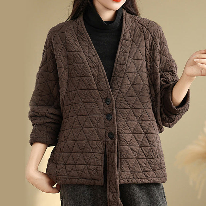 Buddha Stonesレディース ボタン付き 長袖 厚手 コットン ジャケット ポケット付き - image 1