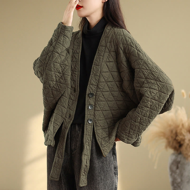 Buddha Stonesレディース ボタン付き 長袖 厚手 コットン ジャケット ポケット付き - image 7