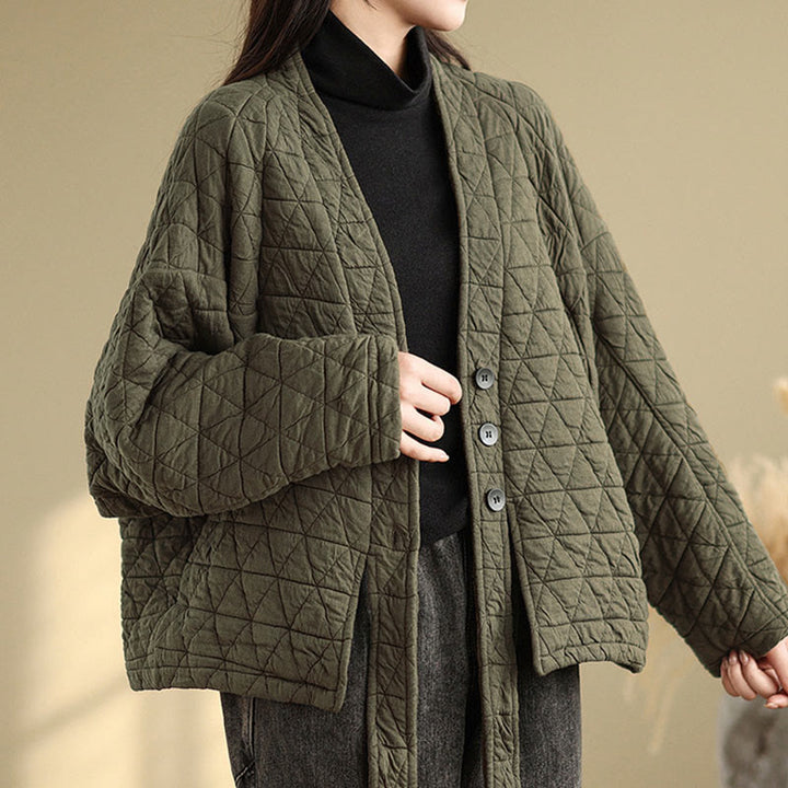 Buddha Stonesレディース ボタン付き 長袖 厚手 コットン ジャケット ポケット付き - image 5