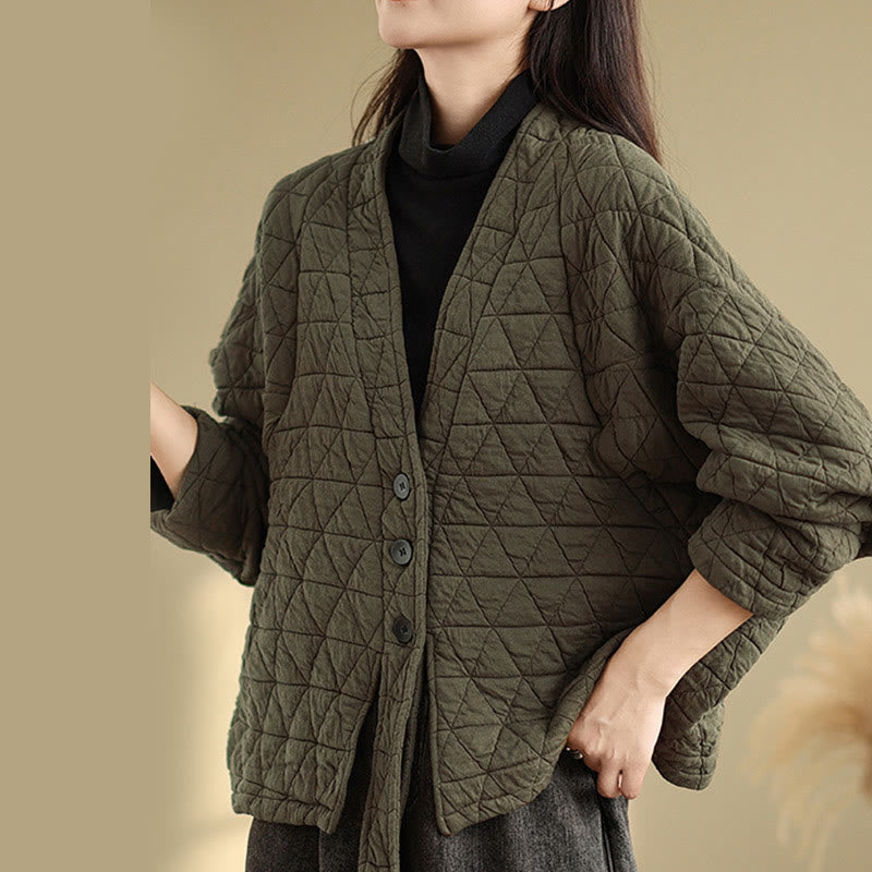 Buddha Stonesレディース ボタン付き 長袖 厚手 コットン ジャケット ポケット付き - image 4