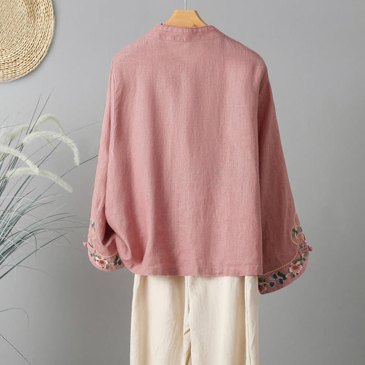 Buddha Stonesカジュアル レディース 刺繍 長袖 スタンドカラー コットンシャツ - image 11