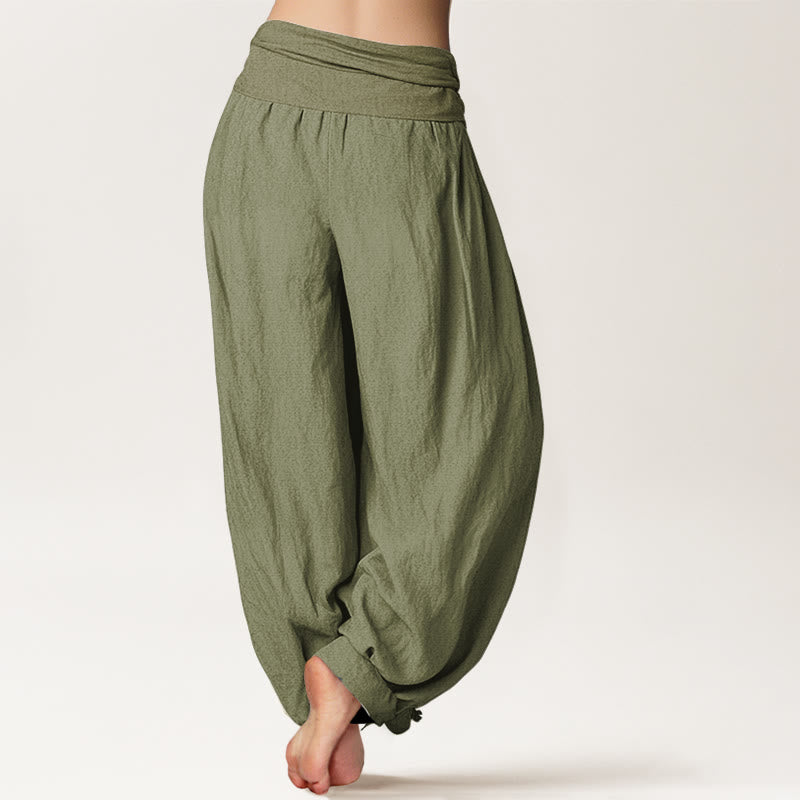 Buddha Stonesと飛鶴模様のレディース伸縮性ウエストハーレムコットンパンツ - image 16