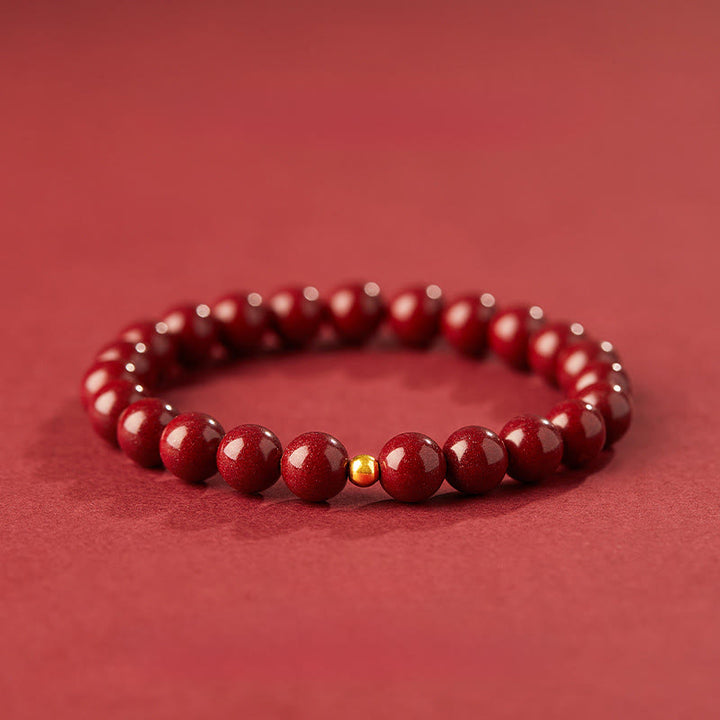 Buddha Stones925スターリングシルバー 辰砂ビーズ良縁祈願ブレスレット - 8mm シナバー&5mm 925 スターリングシルバー - image 8