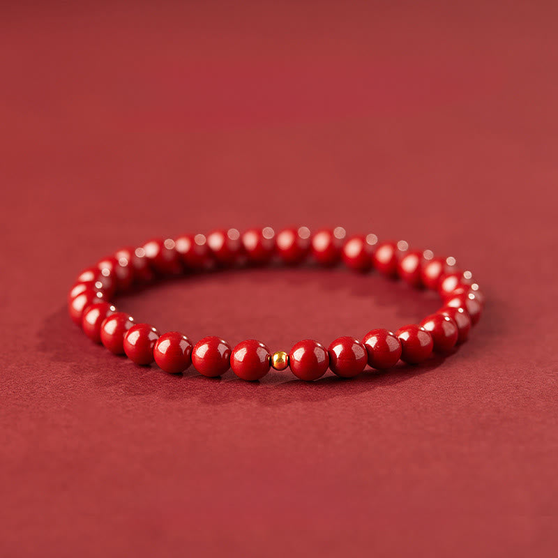 Buddha Stones925スターリングシルバー 辰砂ビーズ良縁祈願ブレスレット - 6mmインペリアルシナバー＆4mm 925スターリングシルバー - image 7