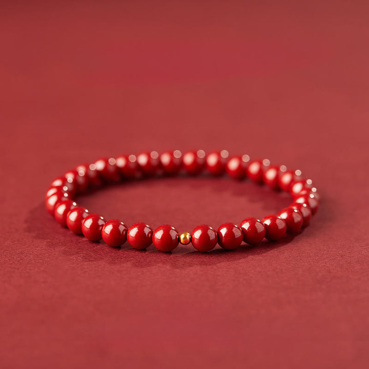 Buddha Stones925スターリングシルバー 辰砂ビーズ良縁祈願ブレスレット - 6mmインペリアルシナバー＆4mm 925スターリングシルバー - image 7