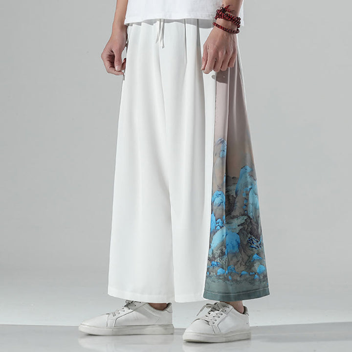 Buddha Stones 山と川の柄 メンズ ワイドレッグパンツ ポケット付き - image 13