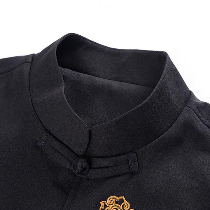 Buddha Stones刺繍ドラゴンフロッグボタンデザイン長袖メンズジャケット - image 4