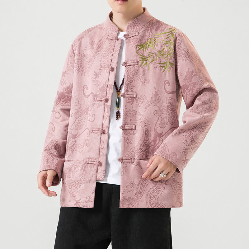 Buddha Stones竹 龍 カエルボタンデザイン 長袖 メンズジャケット - ライトピンク - US/UK/AU46、 EU56 (5XL) - image 33