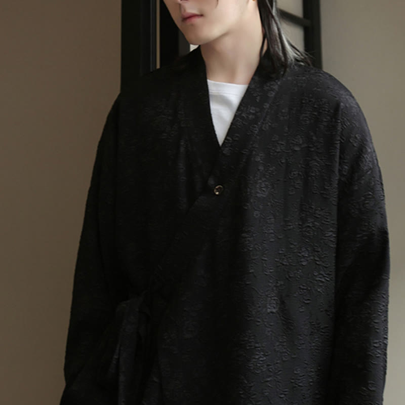 Buddha Stones春 Vネック 花柄 メンズ レースアップデザイン 長袖シャツ - image 6