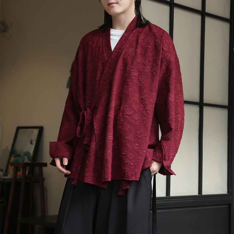 Buddha Stones春 Vネック 花柄 メンズ レースアップデザイン 長袖シャツ - image 9