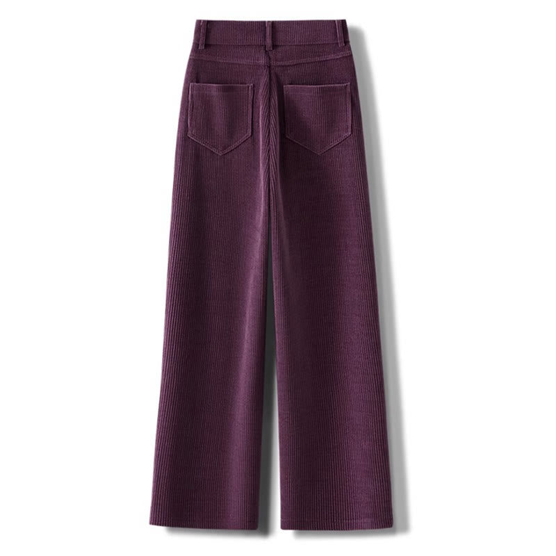 Buddha Stones冬用ストレートレッグデザイン コットンコーデュロイ レディース ワイドレッグパンツ ポケット付き - image 6