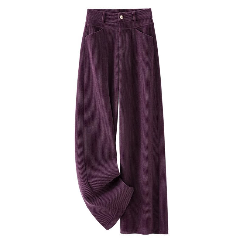Buddha Stones冬用ストレートレッグデザイン コットンコーデュロイ レディース ワイドレッグパンツ ポケット付き - image 11
