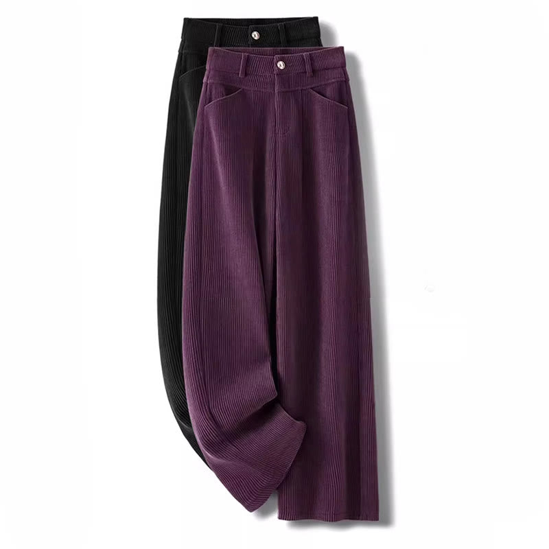 Buddha Stones冬用ストレートレッグデザイン コットンコーデュロイ レディース ワイドレッグパンツ ポケット付き - image 14