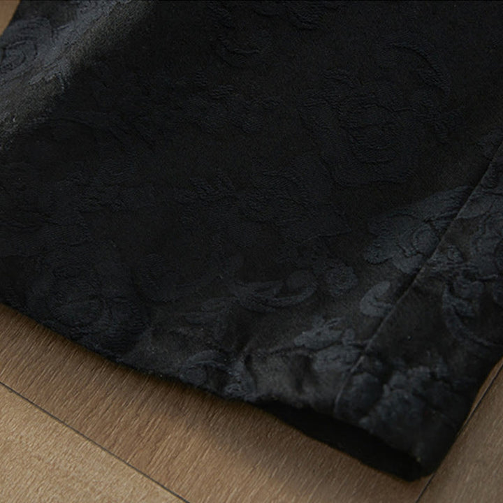 Buddha Stones冬用サーマル ジャカード 花柄 レディース ワイドレッグ コットンパンツ ポケット付き - image 6