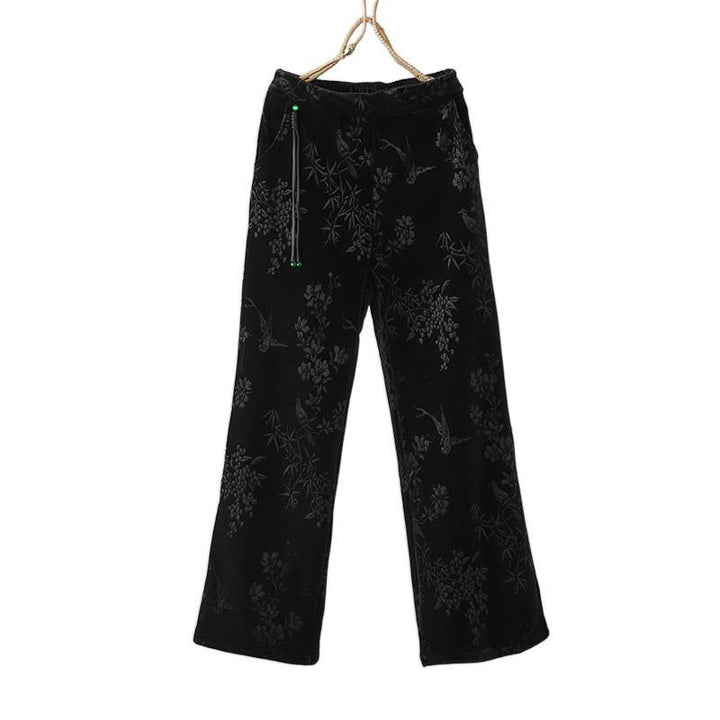 Buddha Stonesレディース ジャカード ハイウエストデザイン ワイドレッグ コットンフリース裏地 ポケット付きパンツ - image 14