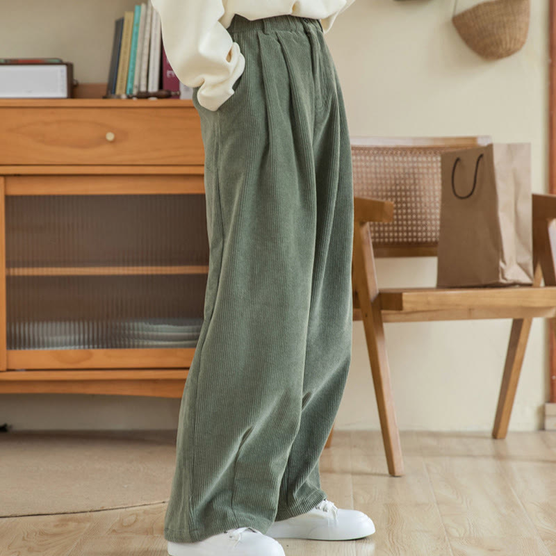 Buddha Stonesレディース ハイウエスト ジッパーデザイン ワイドレッグ コットンコーデュロイパンツ ポケット付き - image 4