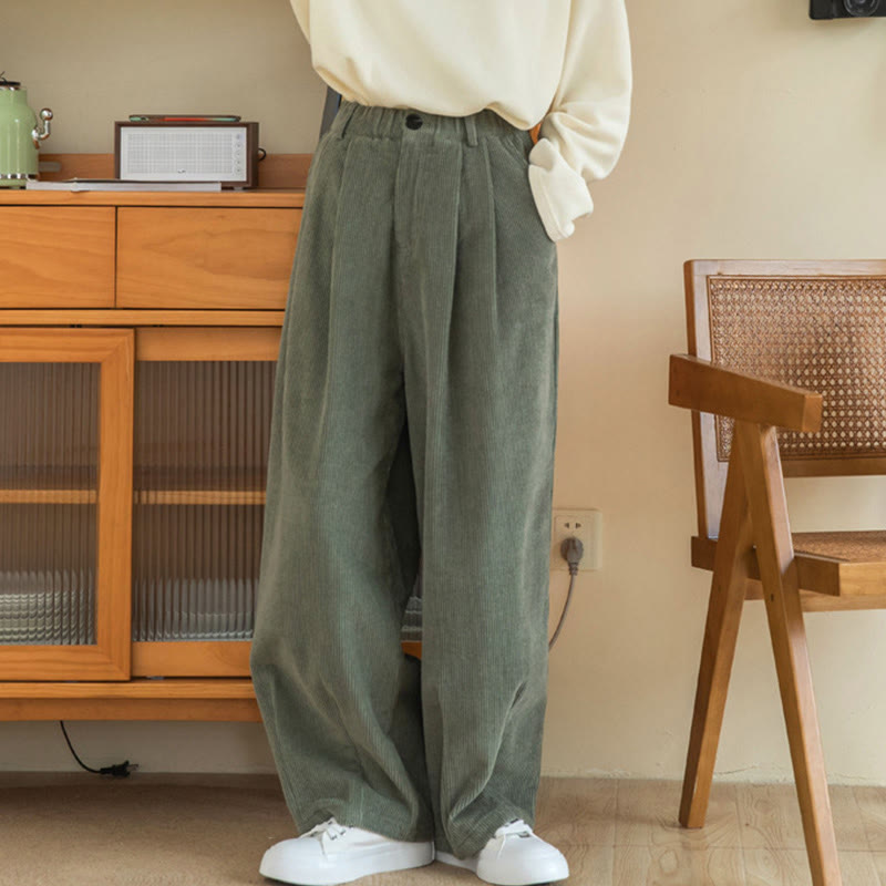 Buddha Stonesレディース ハイウエスト ジッパーデザイン ワイドレッグ コットンコーデュロイパンツ ポケット付き - image 5