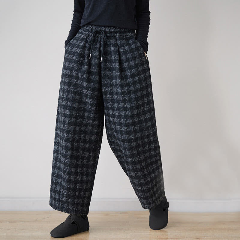 Buddha Stonesレディース 冬用 ブラック グレー チェック柄 コットン フリース 裏地 ポケット付きパンツ - 黒 - US8-10，UK/AU12-14，EU40-42 (2XL) - image 0