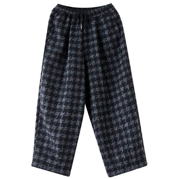 Buddha Stonesレディース 冬用 ブラック グレー チェック柄 コットン フリース 裏地 ポケット付きパンツ - image 11