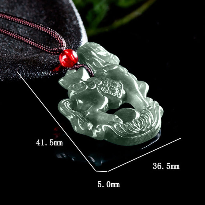Buddha Stones年翡翠インゴット 幸運豊かさロープネックレスペンダント - image 9