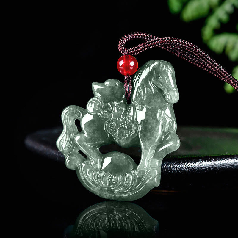 Buddha Stones年翡翠インゴット 幸運豊かさロープネックレスペンダント - image 2