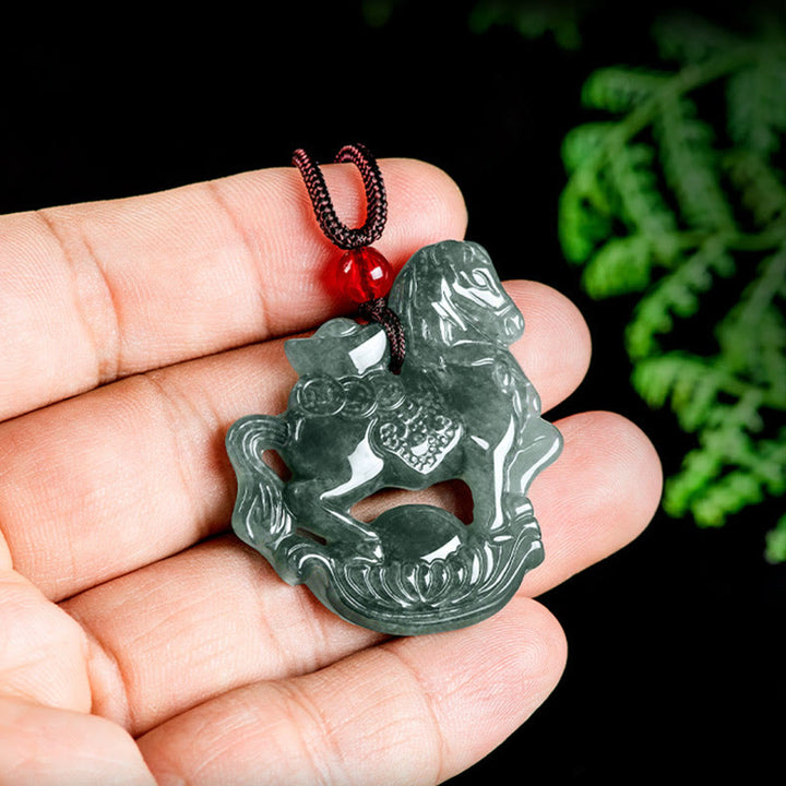 Buddha Stones年翡翠インゴット 幸運豊かさロープネックレスペンダント - image 8