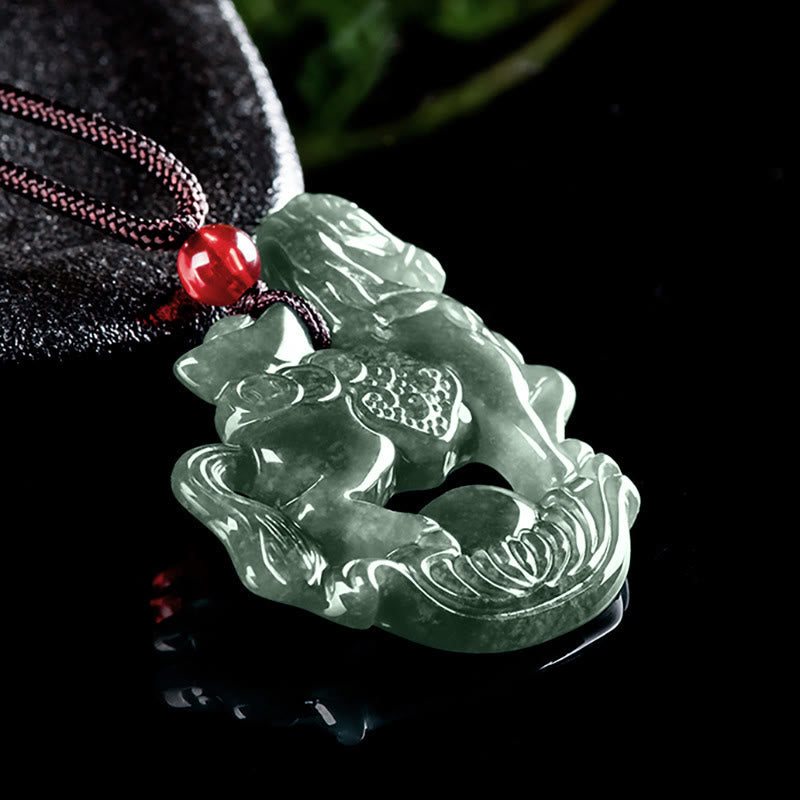 Buddha Stones年翡翠インゴット 幸運豊かさロープネックレスペンダント - image 3