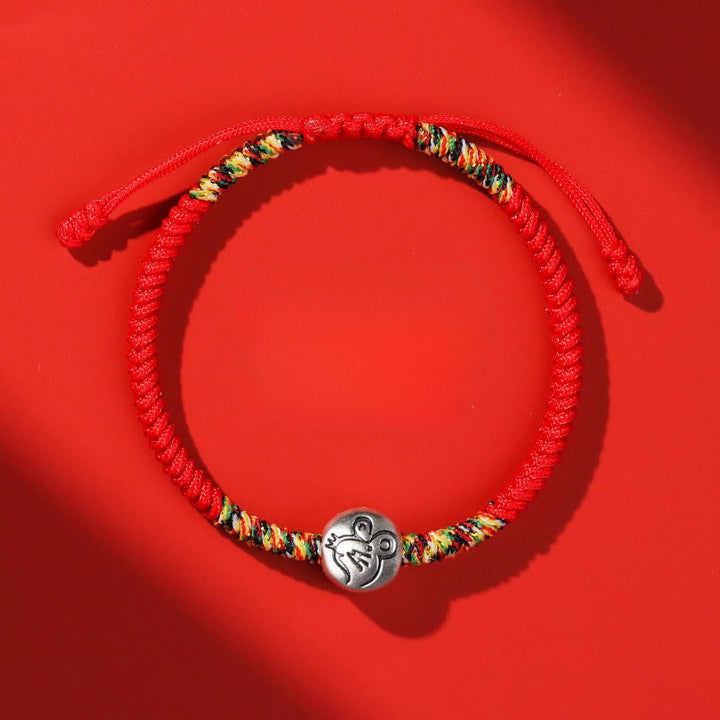 Buddha Stones999スターリングシルバー 中国十二支 馬年赤紐強さ 編み込みブレスレット - ネズミの赤紐 - image 19