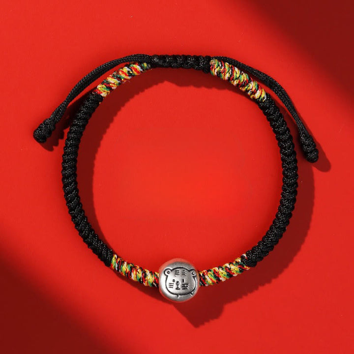 Buddha Stones999スターリングシルバー 中国十二支 馬年赤紐強さ 編み込みブレスレット - タイガーブラックストリング - image 33
