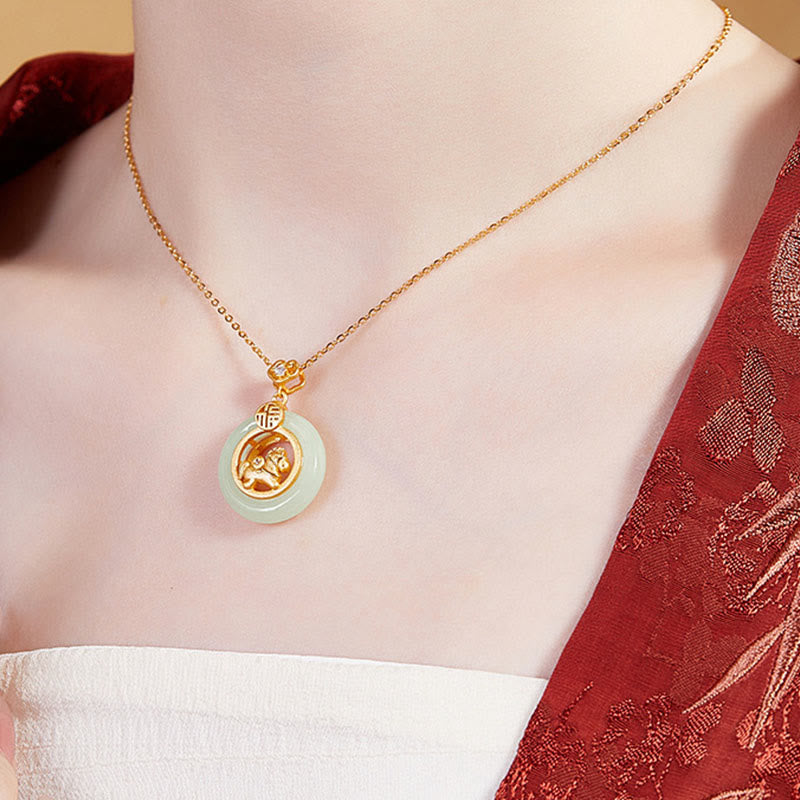 Buddha Stones925 スターリングシルバー 馬 和田翡翠平和のお守りチャーム福の字 幸運のネックレスペンダント - image 12