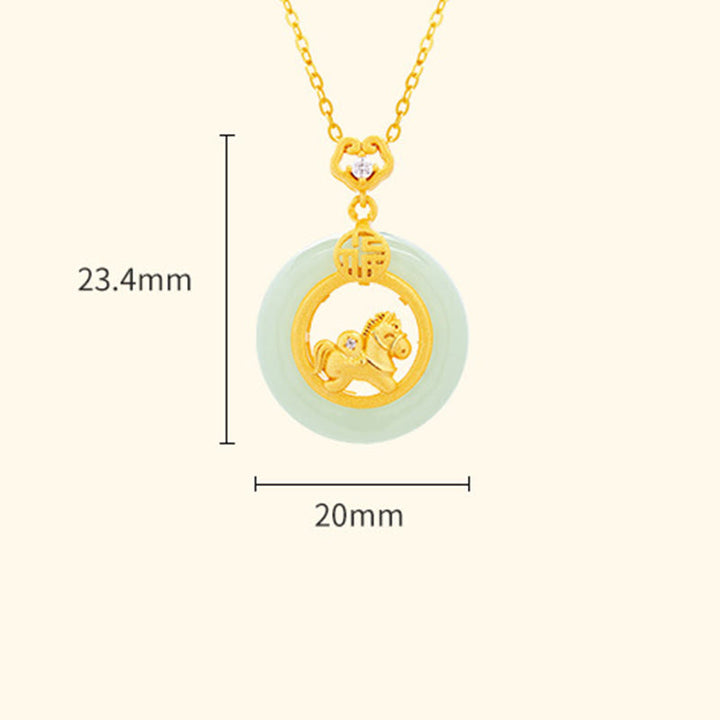 Buddha Stones925 スターリングシルバー 馬 和田翡翠平和のお守りチャーム福の字 幸運のネックレスペンダント - image 4