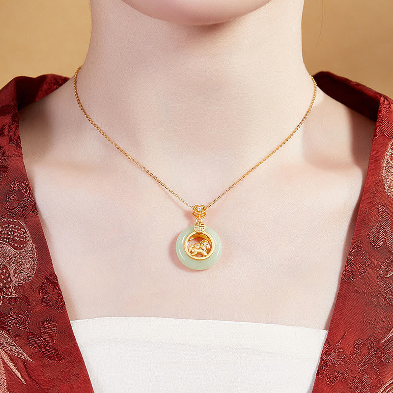 Buddha Stones925 スターリングシルバー 馬 和田翡翠平和のお守りチャーム福の字 幸運のネックレスペンダント - image 10