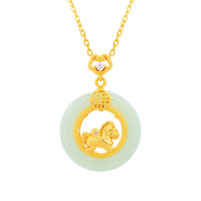 Buddha Stones925スターリングシルバー 午年 和田翡翠平和のお守りチャーム幸運ネックレスペンダント - image 5