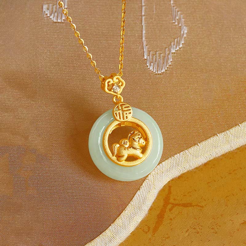 Buddha Stones925 スターリングシルバー 馬 和田翡翠平和のお守りチャーム福の字 幸運のネックレスペンダント - image 3