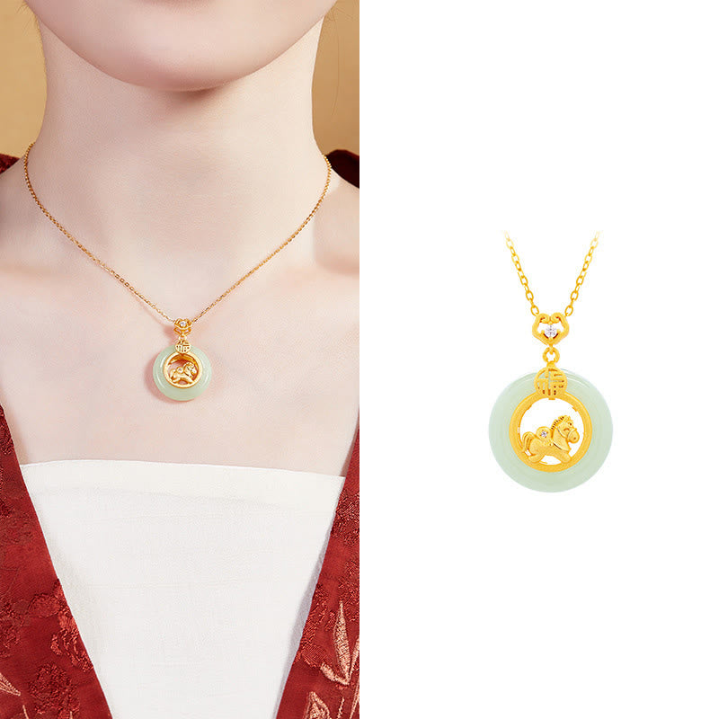 Buddha Stones925スターリングシルバー 午年 和田翡翠平和のお守りチャーム幸運ネックレスペンダント - image 13