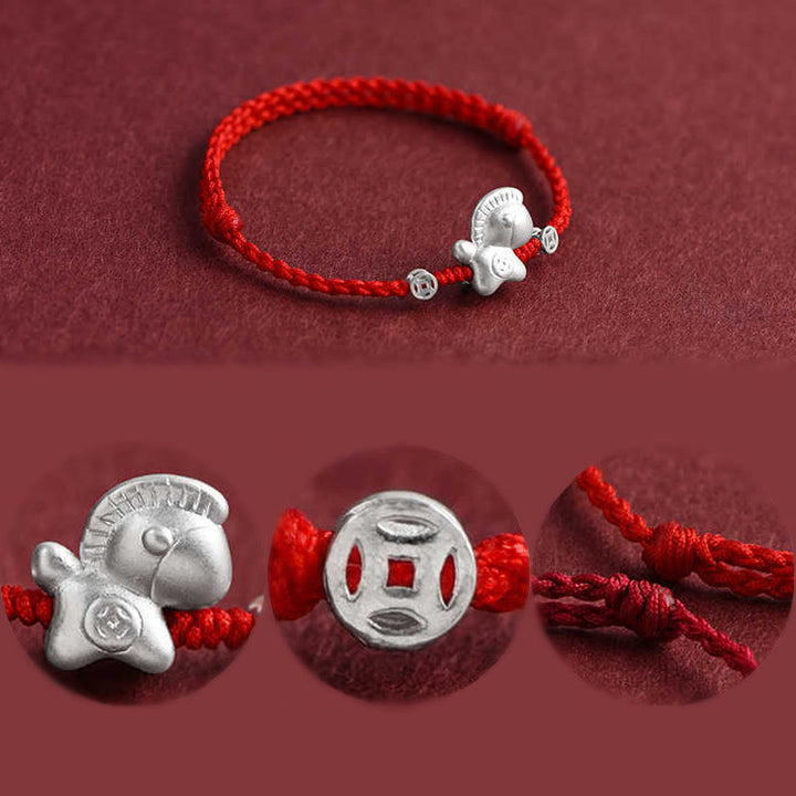 Buddha Stones馬年 999 スターリングシルバー 銅貨 幸運のロープ 編み込みブレスレット アンクレット - image 15